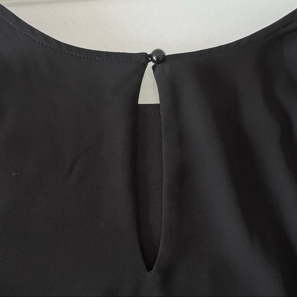 BCX black chiffon ruffle blouse sheer sleeves hidden elastic waist Sz M - Picture 10 of 12